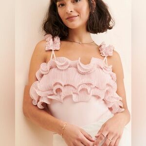 Free People NWT For The Frill Of It Bodysuit in Rose Size Large